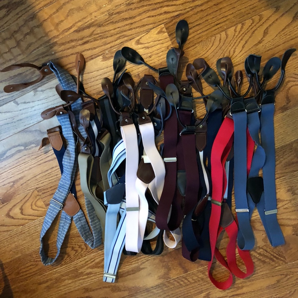 Lot of 9 Suspenders / Braces all button in